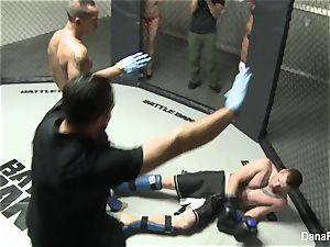 Dana DeArmind gets torn up after the MMA match